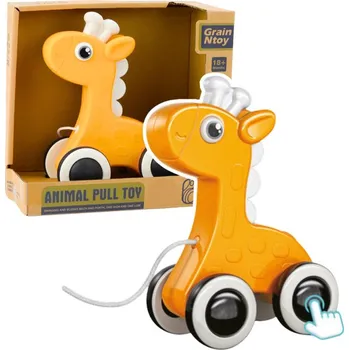 Žirafa Hračka k Tahání Na Provázku Pískátko Eko Žlutá