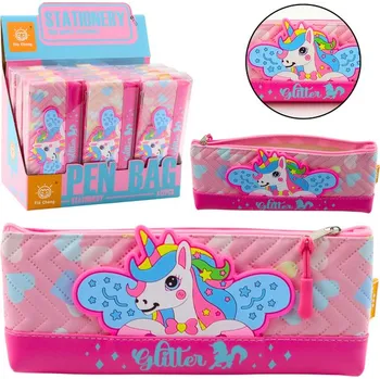 Penál Školní penál s jednorožcem růžový 20 x 8,5 cm