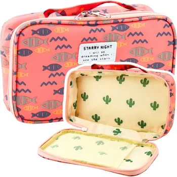 Penál Školní penál Organizér Kosmetická taštička Přídavná kapsa Ryby Růžový 22,5cm