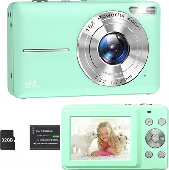 Digitální kompakt Digitální fotoaparát 1080P, 44MP + 32GB karta