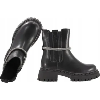 Dámská zimní obuv KOTNÍKOVÉ BOTY Zimní dámské boty BIG STAR kotníkové boty Chelsea z KŮŽE OO274A276 ČERNÉ 38