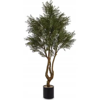 umělá květina Umělý zelený cedr v květináči - elegantní prémiová dekorace, černý květináč