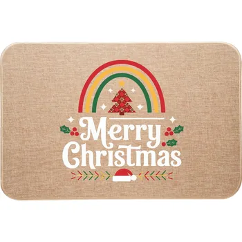 Vánoce Vánoční lněná rohožka barevná Merry Christmas Veselé Vánoce vzor 2