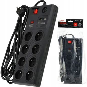 Napájecí kabel Prodlužovací Kabel přívod s lištou Schmith 5 m, více než 8 ks, černý