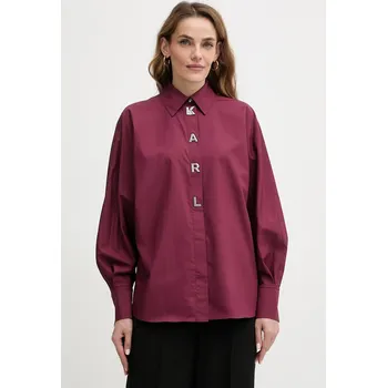 Dámská košile Bavlněná košile Karl Lagerfeld A4W11022 burgundské 93X, vel. 36