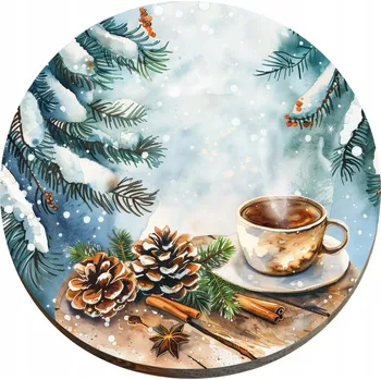 Talíř Podložky pod talíř Vánoční 30 cm Šálek čaje u vánočního stromku vzor 2