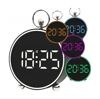 Hodiny Budík černý moderní digitální s teploměrem