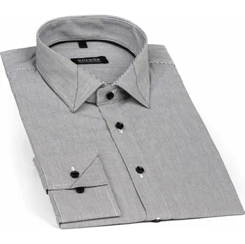 Luxusní pánská košile ANREDE Šohaj Strážnice, světle šedá - tenký proužek 6938 S, dlouhý rukáv, comfort fit, vel. 45