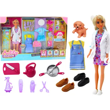 Panenka Panenka Anlily 4v1 Lékař Kadeřník Kuchařka Zvířata Oblečení Doplňky