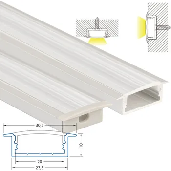 LED páska MCLED Vestavný hliníkový profil VD, 30x10 mm, včetně čirého difuzoru, 200cm
