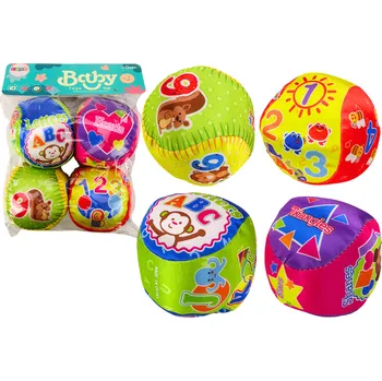 Sada Měkké Míčky Barevné Vzdělávací Chrastítko Míče 4ks