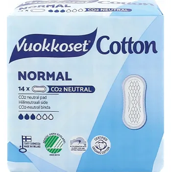 Menstruační vložka Eko Vložky bez křidélek Vuokkoset Cotton Normal Bílé 14 ks