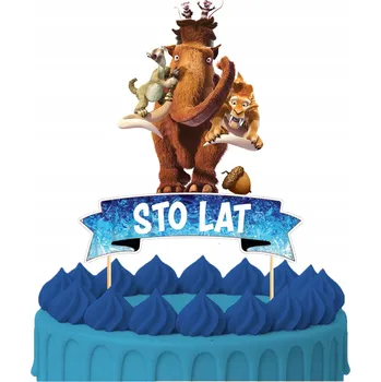 Obraz Ozdoba na dort ZÁPICH DO DORTU "Všechno nejlepší" Doba ledová Sid Figurky Ozdoby 2 kusy