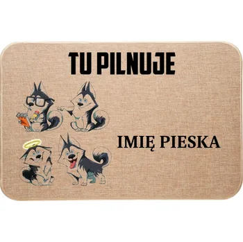 Rohožka LNĚNÁ VSTUPNÍ ROHOŽKA TADY HLÍDÁM + HUSKY DÁREK