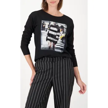 Dámské tričko Tričko Monari 809293 černé dl. rukáv s potiskem Velikost: 36