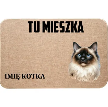 Rohožka LNIANÁ VSTUPNÍ ROHOŽKA TADY BYDLÍ + JMÉNO KOČKY RAGDOLL