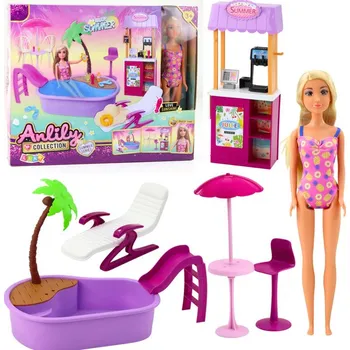 Sada Panenka Anlily Na Pláži Bazén Palma Stánek s Nápoji Příslušenství