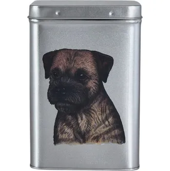 Dóza na potraviny Plechová dóza s obrázkem psa plemene border teriér