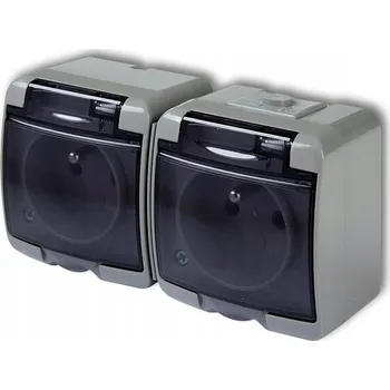 Elektrická zásuvka Dvojitá vodotěsná zásuvka na omítku IP54 Karlik Junior 10GHE-2d