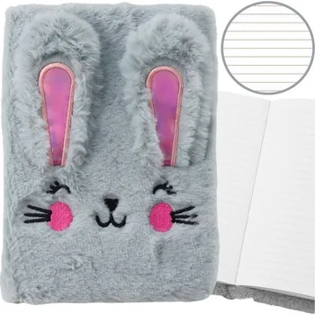 Zápisník Plyšový chlupatý zápisník sešit s linkami se zajícem barevný A5