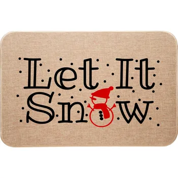 Obraz Rohožka ke dveřím z lnu s vánočním potiskem Let it Snow