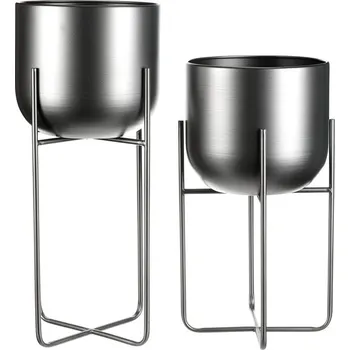 Stojan na květiny Stojan Autronic Stojan - kovový, kulatý, stříbrno-šedý, cena za sadu 2 ks (FA5005)