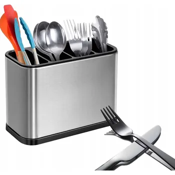 Odkapávač na nádobí ODKAPÁVAČ NA PŘÍBORY SUŠÁK: PŘÍBORNÍK ORGANIZÉR STŘÍBRNÝ S ODKAPEM