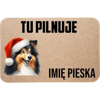 Rohožka LNĚNÁ VÁNOČNÍ ROHOŽKA KE DVEŘÍM TADY HLÍDÁ + JMÉNO Ovčák