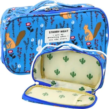 Penál Školní penál Organizér Prostorný Dodatečná kapsa Modrý 21,5cm