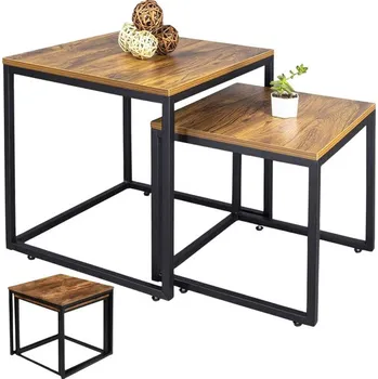 Konferenční stolek Sada čtvercových konferenčních stolků 2v1 Rustikální 45x50cm 40x45cm