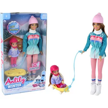 Panenka Panenky Anlily Máma S Dcerou Na Saních Sada Saně