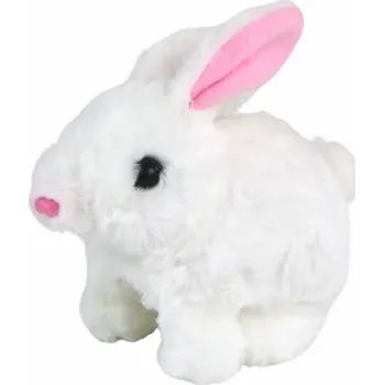 plyšák Chodící Králíček Interaktivní Hračka Krátká Srst Bílý