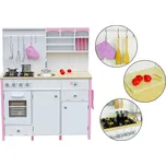 Dřevěná kuchyňka pro děti Růžovo Bílá Paula Otevírací prvky