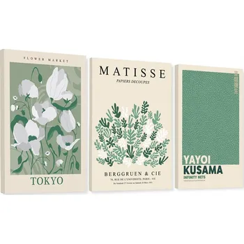 Obraz PREMIUM Obrazy na Plátně Matisse Zelená Abstrakce Do Kuchyně Kanceláře 21x30