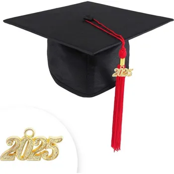 Gadget Promoční čepice STANDARD - černá, Barva střapce 400 - červená , promoce - dárek k promoci