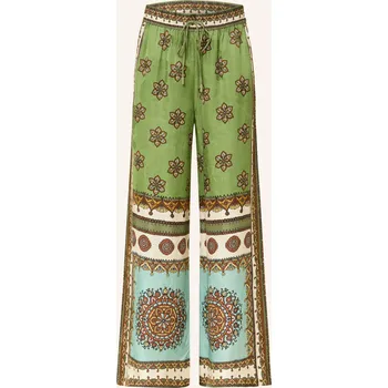 Alémais Dámské Saténové Kalhoty Contina, zelená / hnědá /...