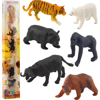 Sada Mini Figurek Divoká Zvířata Žirafa Zebra Lev 6-8cm 6ks
