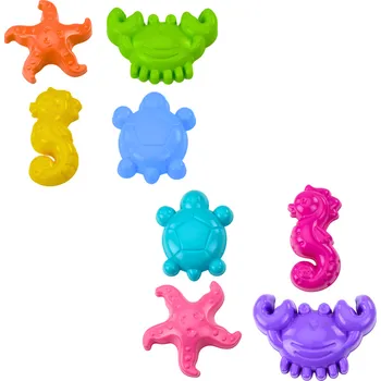 Hračka na písek Mořské formičky do písku 4 kusy Krab Želva Hvězdice Mořský koník Žlutý Zelený