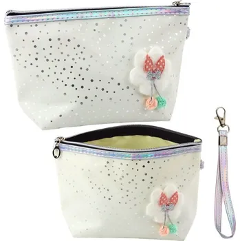 Kosmetická taška Penál Kosmetická taštička Mašle Lesklé Tečky Bílá 23x16cm