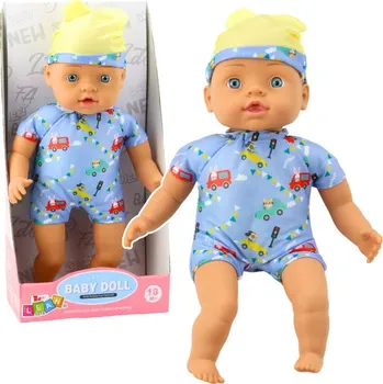 Panenka Panenka Miminko Modré Oblečení se Vzory Čepice s Ušima 31cm