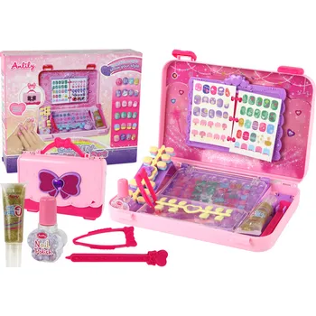 Kufrík s příslušenstvím na nehty Manikúra Samolepky Tipy Růžová