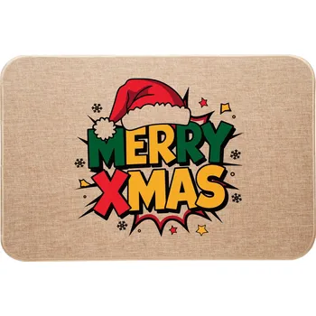 Rohožka Vánoční lněná rohožka s barevným potiskem Merry Xmas