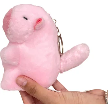 plyšák Plyšová kapibara klíčenka s pohyblivým ocáskem Roztomilý měkký přívěsek na klíče nebo batoh Dekorace pro milovníky zvířat růžová