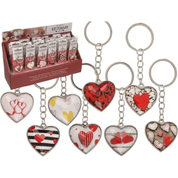 Kovový přívěsek na klíče – Skleněné srdíčko B