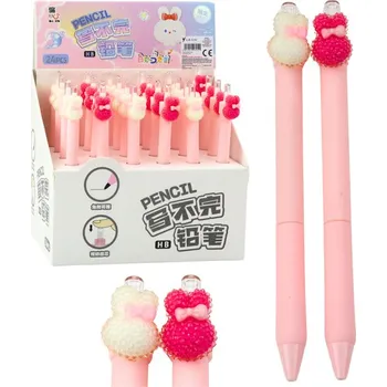 Grafitová tužka Automatická tužka s ozdobným králíčkem růžová 15 cm