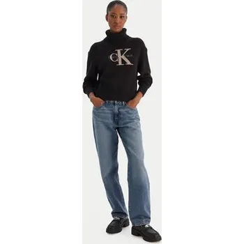 Dámský svetr Calvin Klein Jeans Rolák Chenille Monologo LV047D354G Černá Regular Fit XS