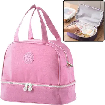 Termoizolační taška na oběd s popruhem a regulací, růžová, 27 cm