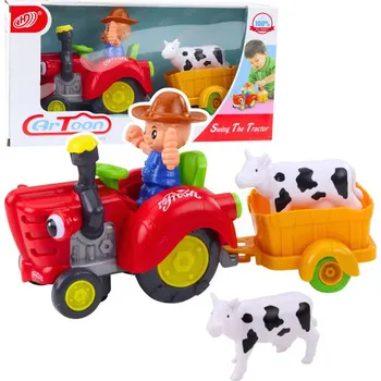 Hračka Interaktivní traktor farmáře s přívěsem, figurkou krávy, světly a zvuky