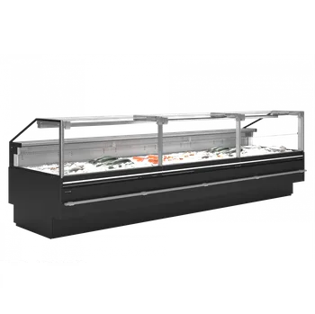 TEFCOLD SOCA-F37590B – Obslužný chladicí pult na ryby, hranatý, šířka 375 cm, černý