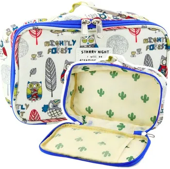 Penál Školní penál Organizér Prostorný Dodatečná kapsa Sova Bílý 21,5cm